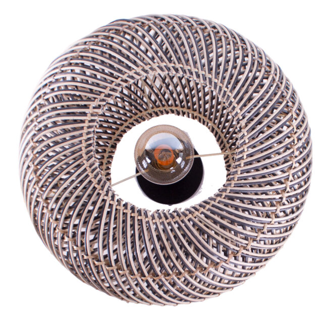 Rotan plafondlamp Stripes 1 lichts Naturel/Zwart Ø 40cm