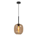 Zwarte hanglamp Bellini | Bruin glas | Niet spiegelend | 1-lichts | Ø 23 cm