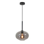Zwarte hanglamp Bellini | Smoke glas | Niet spiegelend | 1-lichts | Ø 26 cm