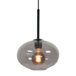 Zwarte hanglamp Bellini | Smoke glas | Niet spiegelend | 1-lichts | Ø 26 cm