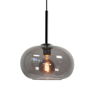 Zwarte hanglamp Bellini | Smoke glas | Niet spiegelend | 1-lichts | Ø 31 cm