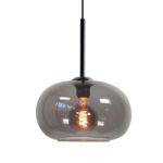 Zwarte Ovale Hanglamp Bellini Smoke Glas Niet Spiegelend 5 Lichts 5