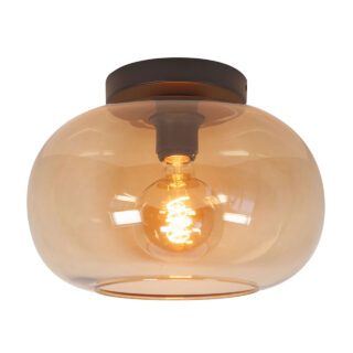 Zwarte plafondlamp Bellini | Bruin glas | Niet spiegelend | 1-lichts | Ø 31 cm