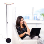 Zwarte Vloerlamp Biarritz | Uplighter | Mat zwart | Traploos dimbaar | Drie lichtkleuren | 28 Watt