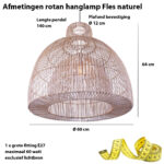 Grote rotan hanglamp naturel Ø 60cm