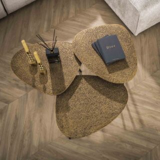 Salontafel set|3 driehoekig metallic | Brons antiek