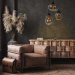 Drie lichts hanglamp zwart | glas smoke | reflexion