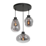 Drie lichts hanglamp zwart | glas smoke | reflexion