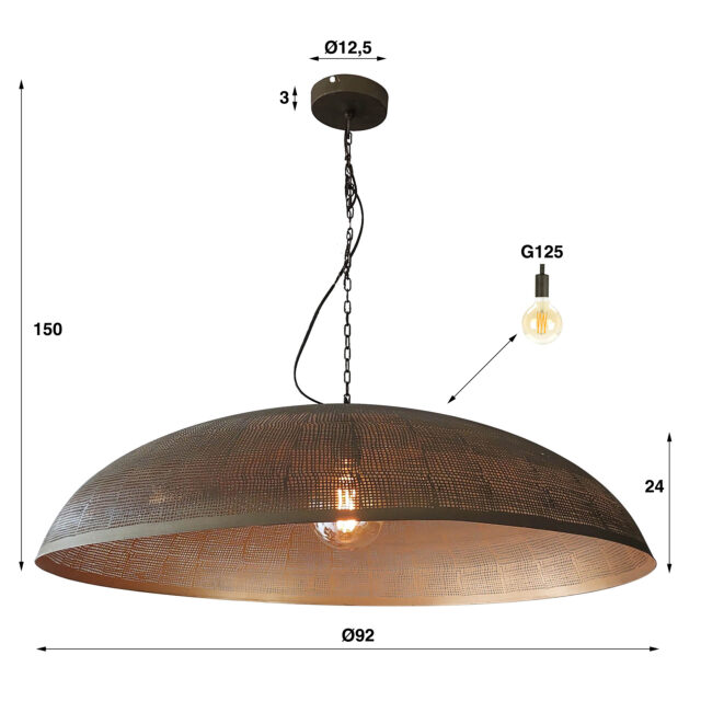 Grote ronde eettafellamp Ø90 cosmic | Brons antiek
