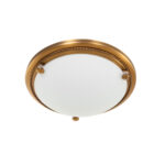 Klassiek | landelijke plafondlamp brons met wit glas