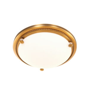 Klassiek | landelijke plafondlamp brons met wit glas