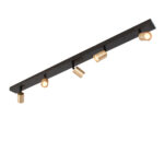 Verstelbare balkspot 5 lichts | Bounce | zwart | goud | messing | GU10