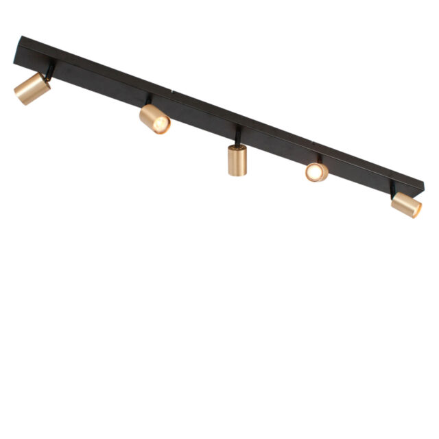 Verstelbare balkspot 5 lichts | Bounce | zwart | goud | messing | GU10