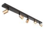Verstelbare balkspot 5 lichts | Bounce | zwart | goud | messing | GU10