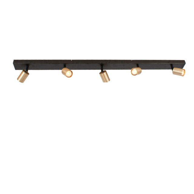 Verstelbare balkspot 5 lichts | Bounce | zwart | goud | messing | GU10