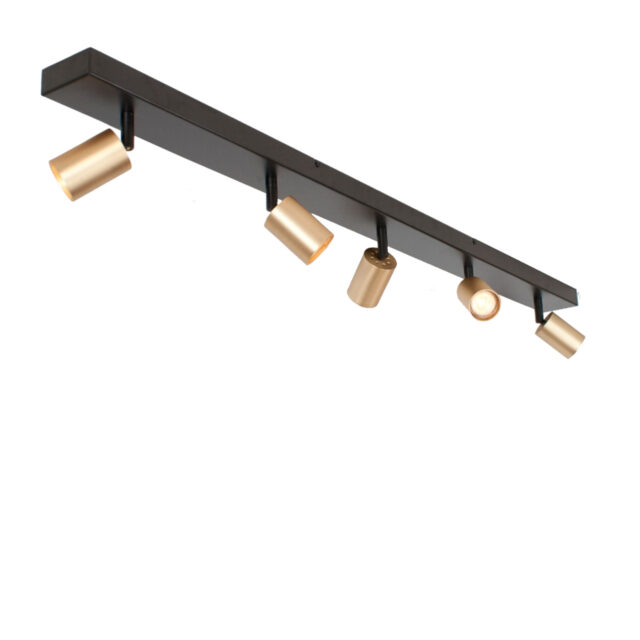 Verstelbare balkspot 5 lichts | Bounce | zwart | goud | messing | GU10
