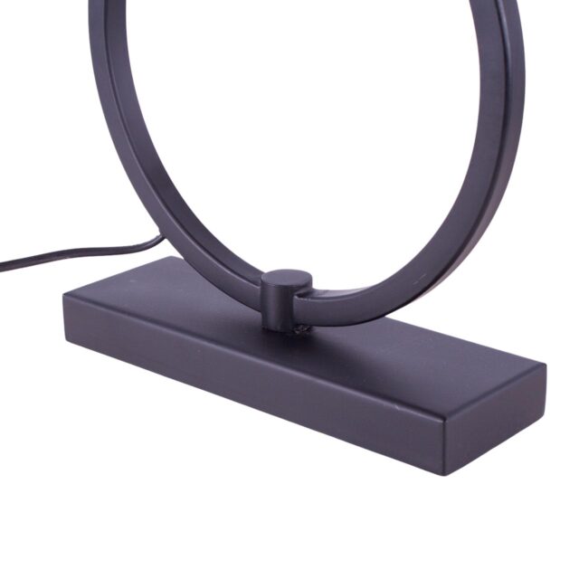 Zwarte tafellamp ring Ø 25 cm met velours kap zwart | goud