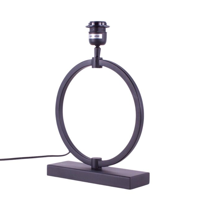 Zwarte tafellamp ring Ø 25 cm met velours kap zwart | goud