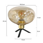 Glazen tafellamp Reflexion 1 lichts Amberkleurig | Zwart