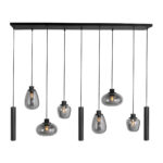 Zwarte eettafellamp 9 lichts | smoke glas | Reflexion