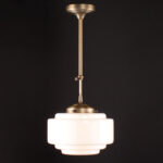 Art Deco hanglamp 'Cambridge' brons pendel kort glas 25cm