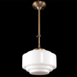 Art Deco hanglamp 'Cambridge' brons pendel kort glas 25cm