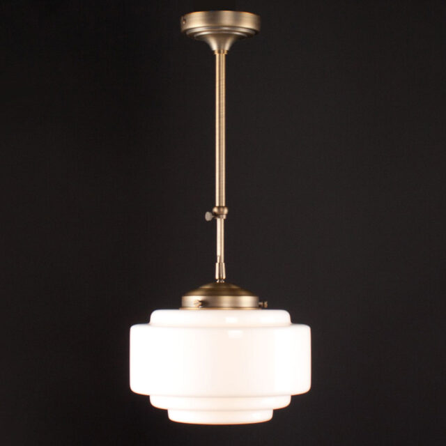 Art Deco hanglamp 'Cambridge' brons pendel kort glas 25cm