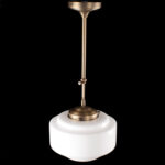 Art Deco hanglamp 'Cambridge' brons pendel kort glas 25cm