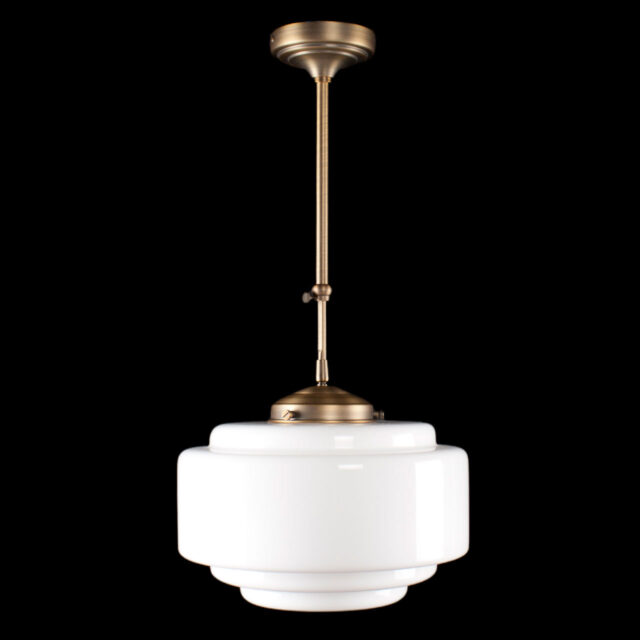Art Deco hanglamp 'Cambridge' brons pendel kort glas 30cm