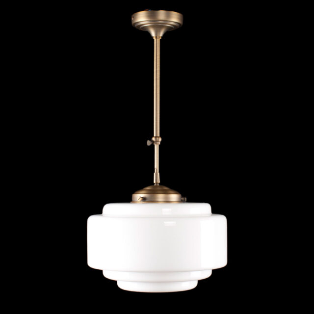 Art Deco hanglamp 'Cambridge' brons pendel kort glas 30cm