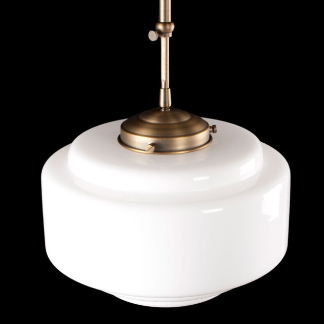 Art Deco hanglamp 'Cambridge' brons pendel kort glas 30cm
