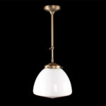 Art Deco hanglamp 'Glasgow' brons pendel kort glas 25cm