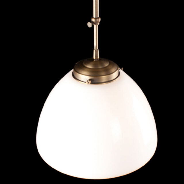 Art Deco hanglamp 'Glasgow' brons pendel kort glas 30cm