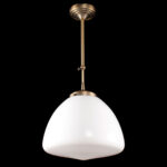 Art Deco hanglamp 'Glasgow' brons pendel kort glas 30cm