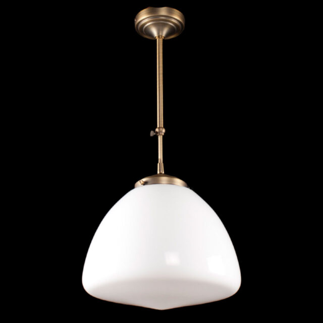 Art Deco hanglamp 'Glasgow' brons pendel kort glas 30cm