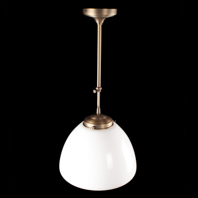 Art Deco hanglamp 'Glasgow' brons pendel kort glas 30cm