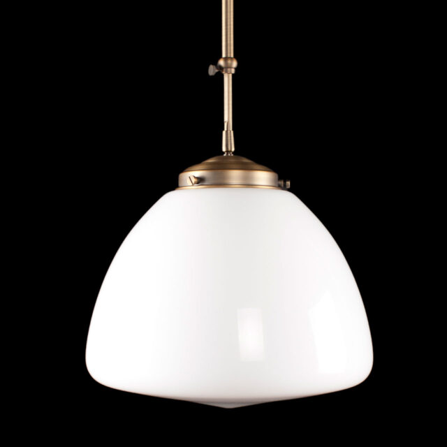 Art Deco hanglamp 'Glasgow' brons pendel kort glas 30cm