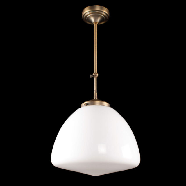 Art Deco hanglamp 'Glasgow' brons pendel kort glas 30cm