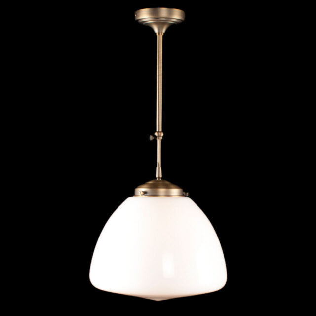 Art Deco hanglamp 'Glasgow' brons pendel kort glas 30cm