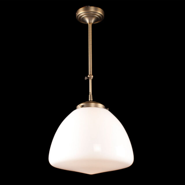Art Deco hanglamp 'Glasgow' brons pendel kort glas 30cm