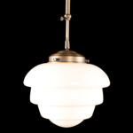 Art Deco hanglamp 'Oxford' brons pendel kort glas 25cm