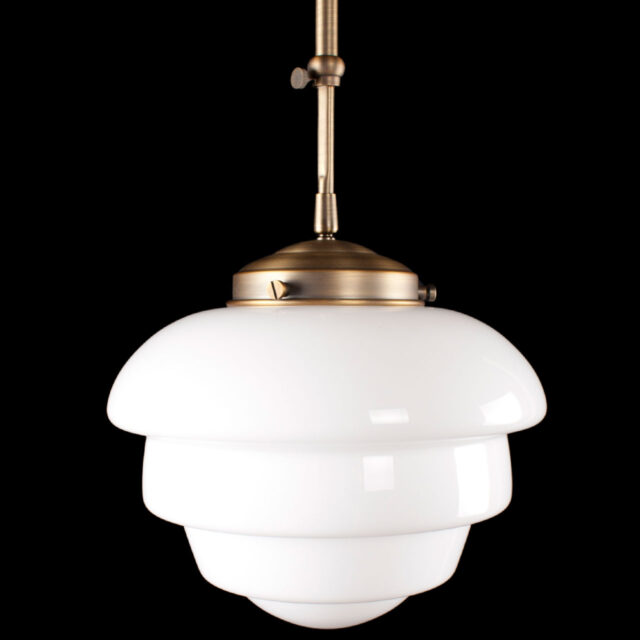 Art Deco hanglamp 'Oxford' brons pendel kort glas 25cm