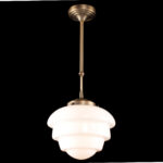 Art Deco hanglamp 'Oxford' brons pendel kort glas 25cm