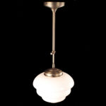 Art Deco hanglamp 'Oxford' brons pendel kort glas 25cm