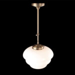 Art Deco hanglamp 'Oxford' brons pendel kort glas 30cm