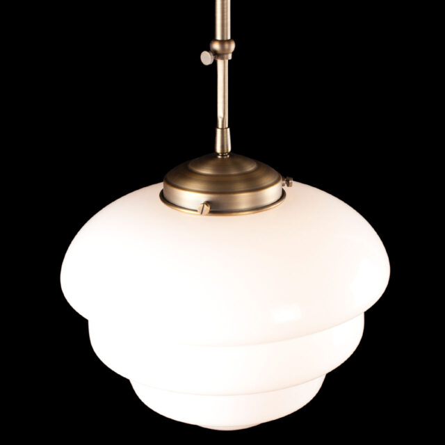 Art Deco hanglamp 'Oxford' brons pendel kort glas 30cm