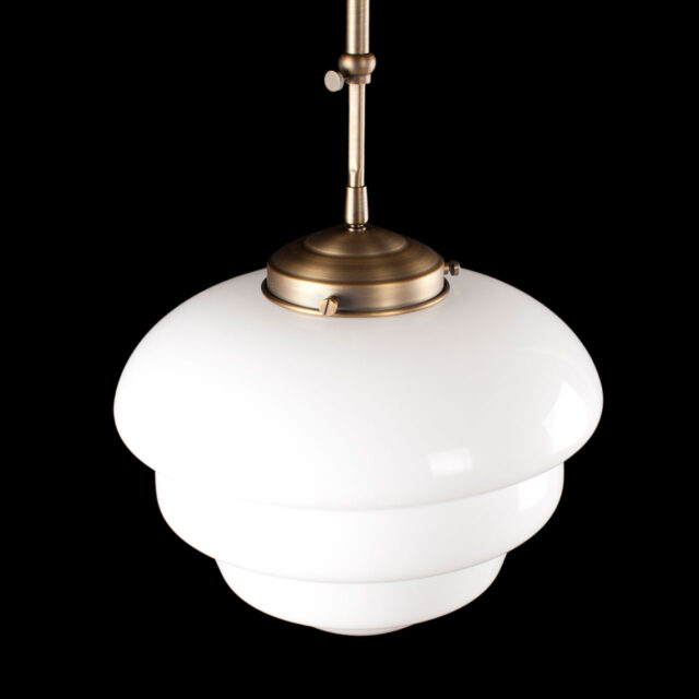 Art Deco hanglamp 'Oxford' brons pendel kort glas 30cm