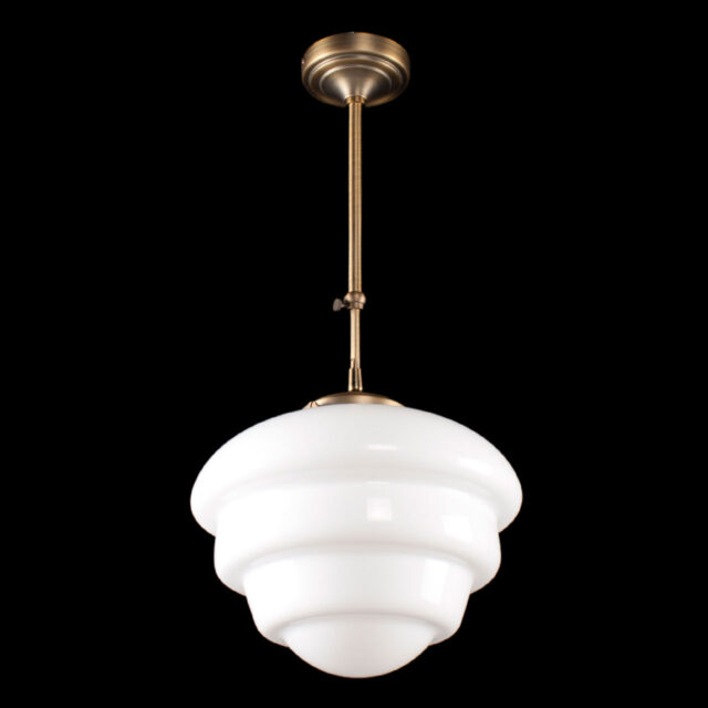 Art Deco hanglamp 'Oxford' brons pendel kort glas 30cm