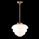 Art Deco hanglamp 'Oxford' brons pendel kort glas 30cm