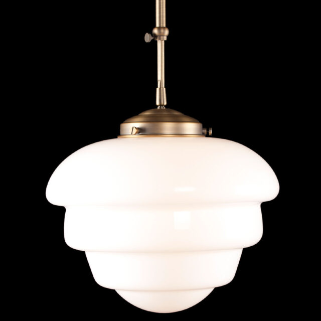 Art Deco hanglamp 'Oxford' brons pendel kort glas 30cm